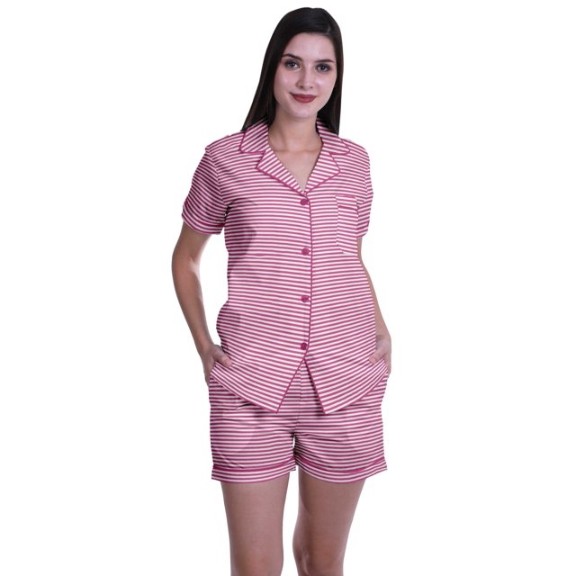 Moomaya Ensembles de Sommeil pour Femmes avec Shorts Pyjama Imprimé T-Shirts de Nuit à Manches Courtes