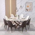 thumbnail image 6 of Leavader 59" Round Kitchen Dining Table, Sintered Stone Dining Room Table Set with Carbon Steel Base with a Double-layered Top, 8 Chairs Included, 6 of 9