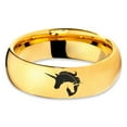 thumbnail image 2 of Tungsten Yin Yang Mythical Unicorns Band Ring 7mm Men Women Comfort Fit 18k Yellow Gold Dome Polished, 2 of 4