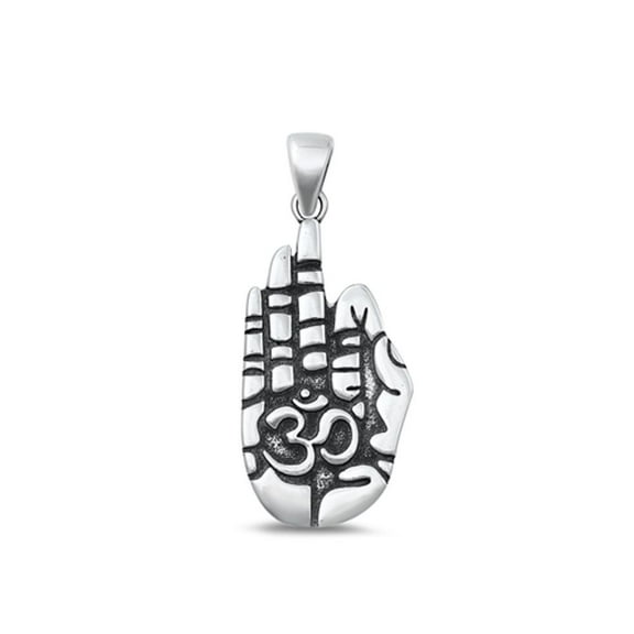 Sterling Silver Om Pendant Oxidized Ohm Charm .925 New Jewelry Female Unisex