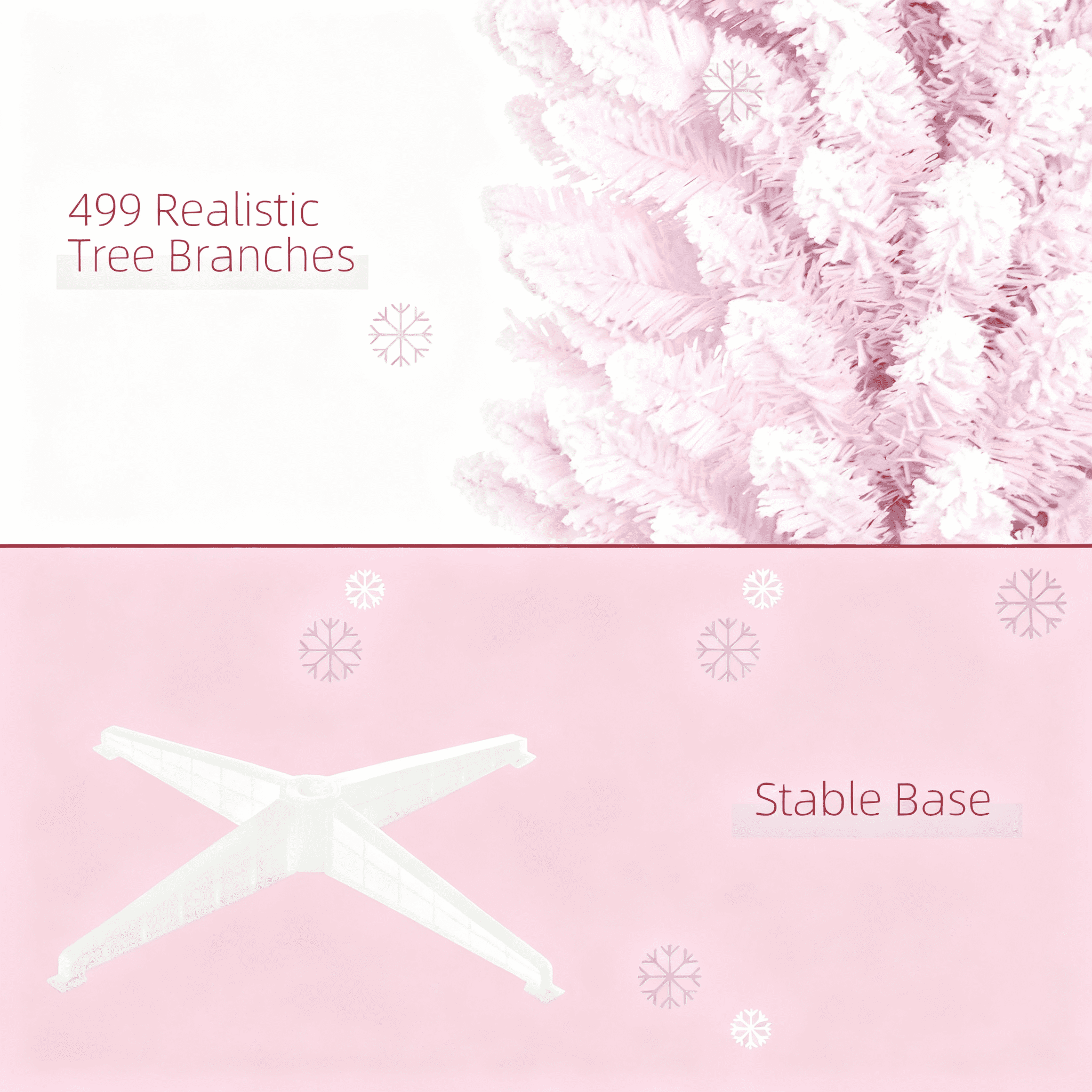 7ft Unlit Pink Snow Flocked Pencil Christmas Tree 499 Tips Flame Retardant Small Space Decor