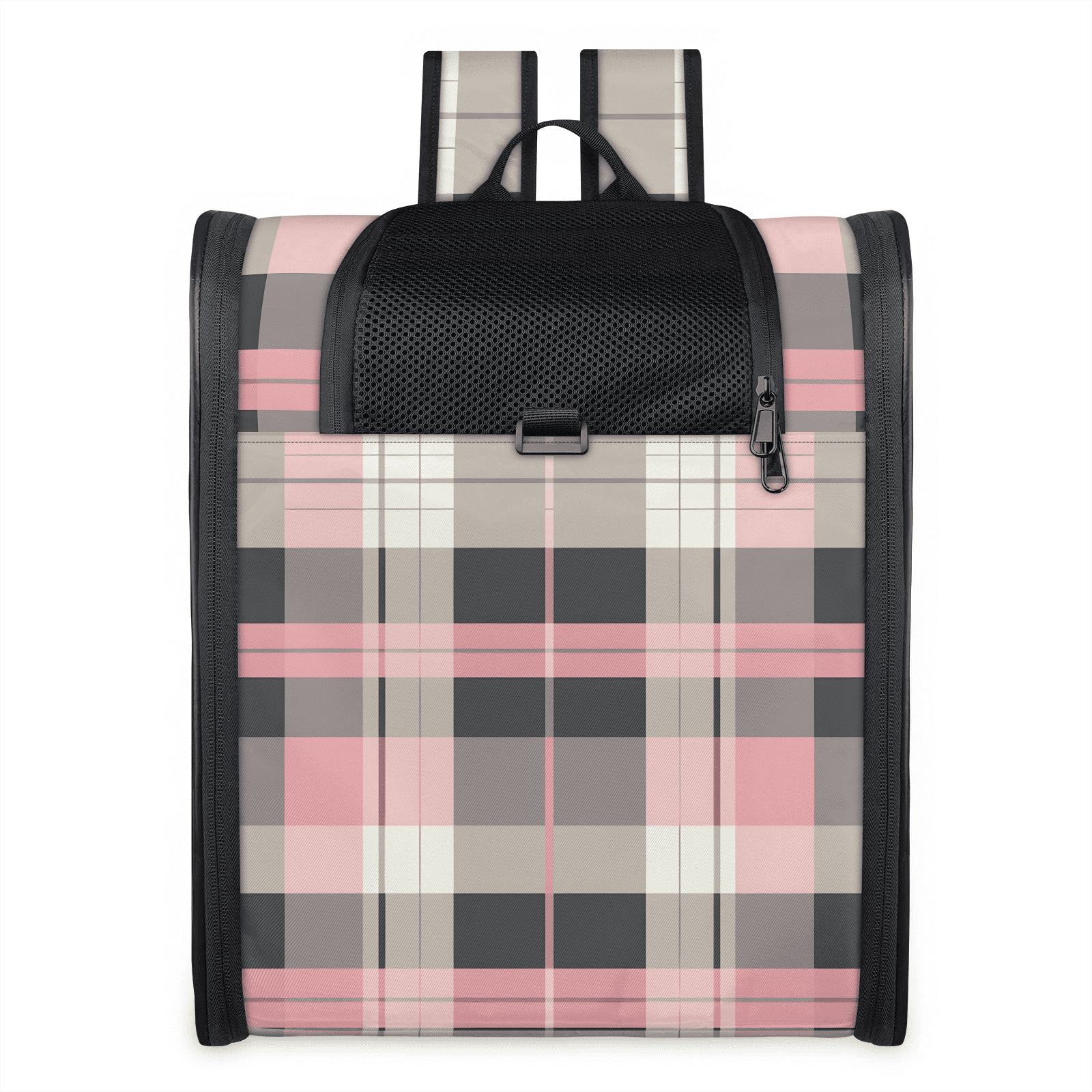 Breathable Cat Backpack Carrier for Small Cat & Dog up to 13 lb,Soft Sided Dog Backpack Carrier for Hiking, Walking, Travel,Pink Plaid Design