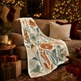 thumbnail image 3 of Printed Flannel Throw Blanket with Autumn Botanical Floral Living Room, 3 of 9