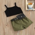 thumbnail image 2 of Girls Three Pieces Clothes Outfit  Spaghetti Strap Sleeveless Ribbed Vest + Shorts + Waist Bag, 2 of 6