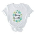 thumbnail image 3 of UPPADA Easter Femmes Oeufs Imprimé T-Shirts Heureux Easter Graphique Bunny Lapin Mignon T-Shirts Manches Courtes Décontracté Col Rond T-Shirts Été Basique Coupe Régulière Chemises Blanc,m, 3 of 5