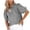 *Gray, variant on Women's Puff Sleeve Denim-Look Shirt , Button Down Collared Blouse For Women,Ladies' Lightweight Casual Top with Pockets,Khaki,S-3XL