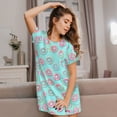 thumbnail image 3 of Easygdp Colorful Sweet Donuts Camisón de manga corta para mujer, informal, estampado, 3 of 6