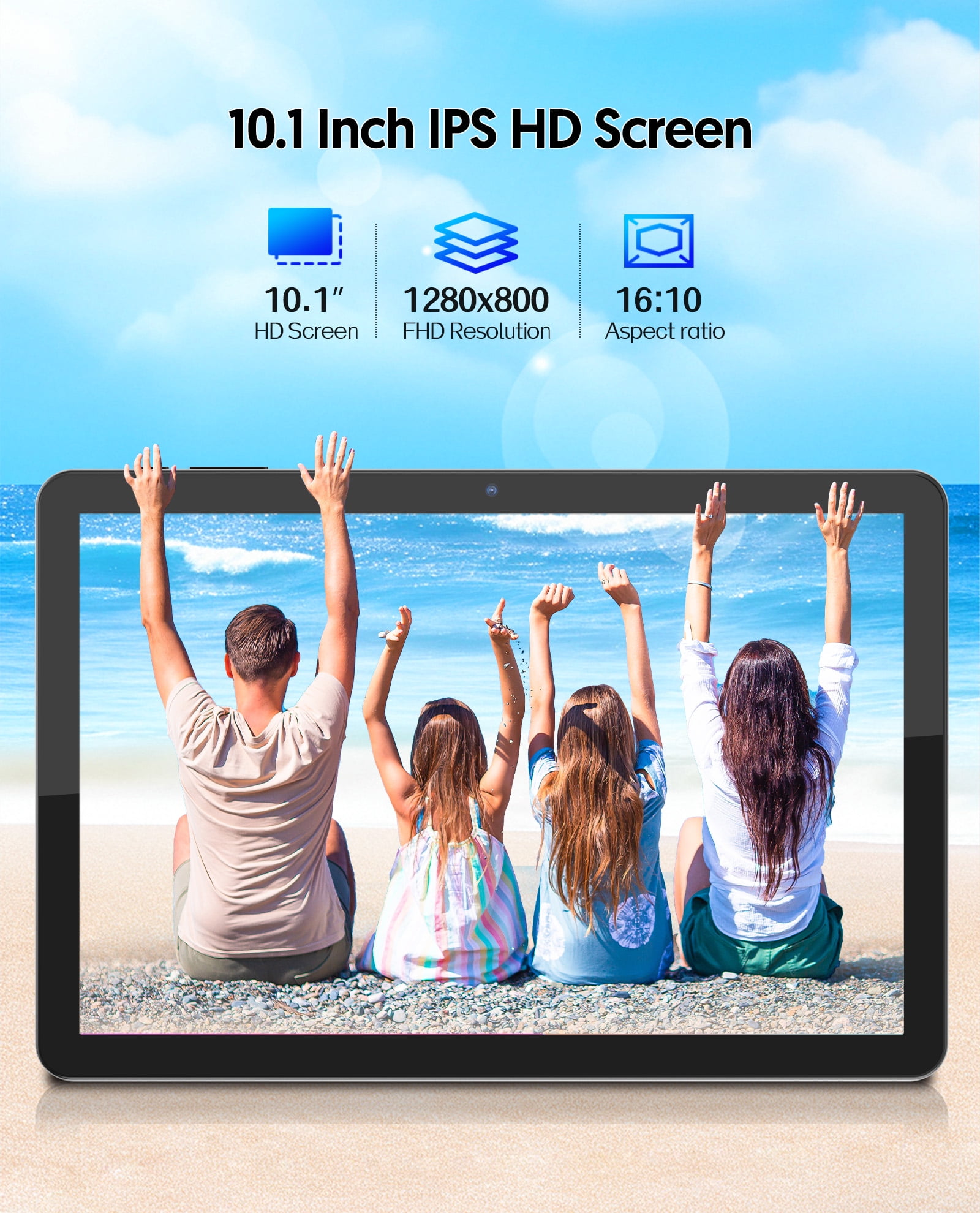 FITIFUN Android 14 Tablet 10.1 inch Tablet, 8GB RAM+32GB ROM+1TB Expandable,Octa-Core,5G Wi-Fi 6, 2+8MP Dual Camera,6000mAh Battery,1280x800 FHD IPS, Bluetooth,2 in 1 Tablets with Keyboard,Mouse,Case