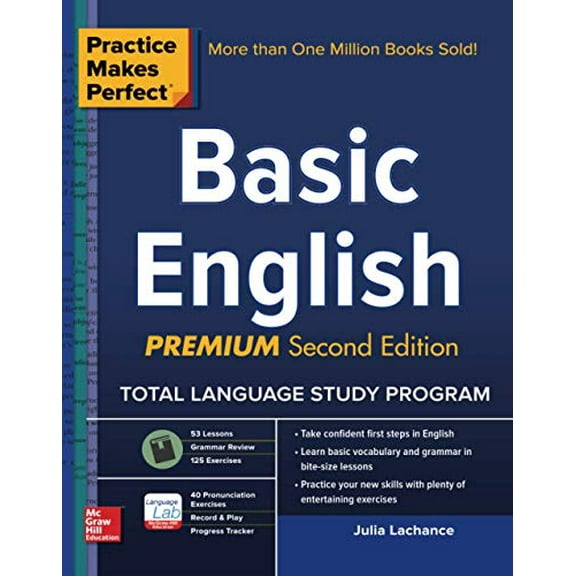 Pre-Owned Practice Makes Perfect Basic English, Second Edition: (beginner) 53 leasons   125 Exercises   40 Audio Pronunciation Exercises (Practice Makes Perfect Series) Paperback