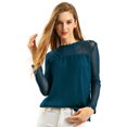 thumbnail image 1 of Blusa Allegra K Cuello Redondo Panel Floral Encaje Azul Oscuro L, 1 of 6