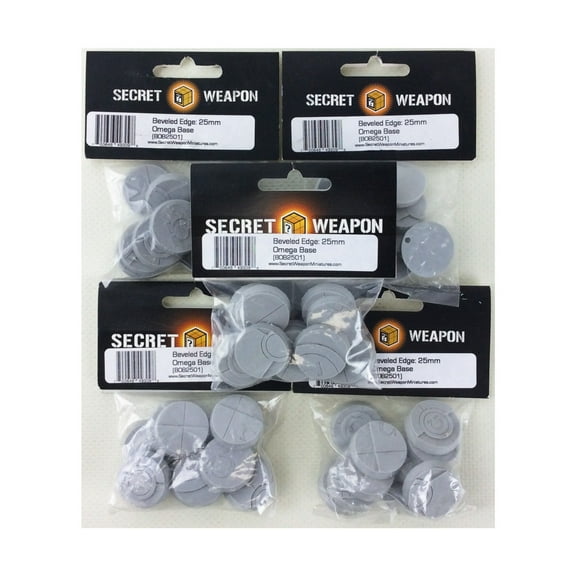 Secret Weapon Miniatures 25mm Beveled Bases - Omega (5-Pack) New