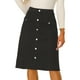 thumbnail image 1 of Falda de gamuza para mujer Hasta la rodilla Botón Frente Cintura alta Bolsillos Decoración Faldas acampanadas Negro XS, 1 of 6