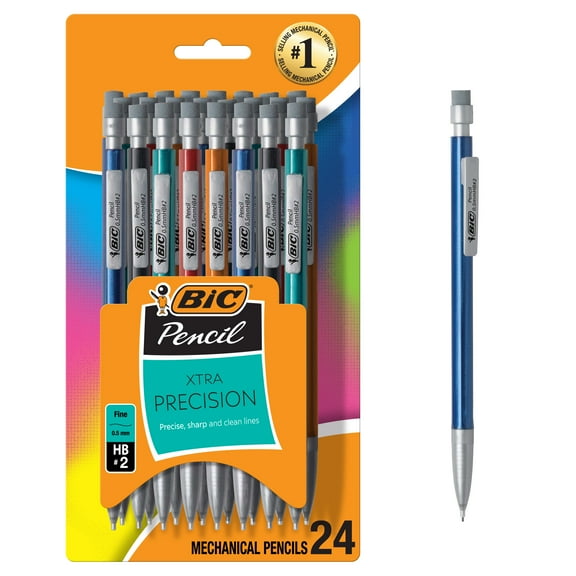 BIC Xtra-Precision Mechanical Pencil, Metallic Barrels, #2 Pencil, 24 Count
