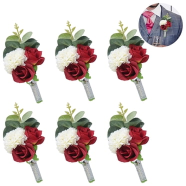 Wedding Boutonniere Buttonholes - Ivory Rose Groom Groomsman Flower Accessory