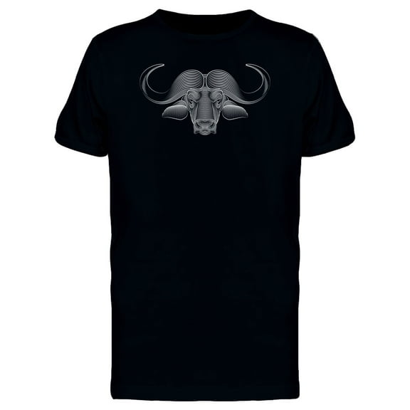 Black African Buffalo Head T-Shirt Men -Image by Shutterstock, Male Large