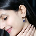 thumbnail image 5 of Rosec Jewels Certified Lab Grown Blue Sapphire Drop Earrings for Women - 8X10mm Oval - AAAA Grade - Ready to Gift with Jewelry Box, 10K White Gold, 5 of 7