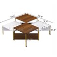 thumbnail image 2 of Euroco Modern Nesting Coffee Tables Set of 4 -Mid Century Modern Square Living Room Table, Free Adjustable Shape,Versatile and Stylish Accent Furniture for Your Living Room White & Walnut Color, 2 of 6
