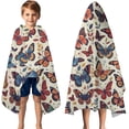 thumbnail image 3 of Colorful Butterfly Leaf Flower Beige Pattern Hooded Bath Towel，50"x30" for Ages 3 To 12 Kids, Quick Dry Lightweight Soft Microfiber Hood Beach Towel Cover Up for Kids, 3 of 7