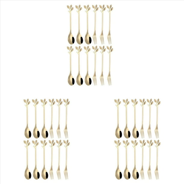Juego de Cucharas y Tenedores de Postre de 36 Piezas Cuchara Mezcladora de Acero Inoxidable Tenedores para Pasteles para la Cocina Fruta