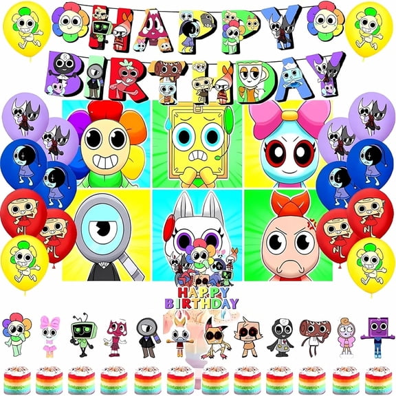 Dandys Birthday Party Decorations Set, Banner, Cake Topper, Cupcake Toppers, Balloons, Stickers, Hanging Swirls