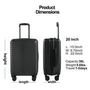Travelhouse 20 Underseat Hard-Sided Carry-On Luggage, Spinner Wheels, ABS,Black