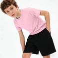 thumbnail image 6 of FRSASU Boys Athletic T-Shirts Casual Solid Color Short Sleeve Loose Crew Neck Pullover Workout Tee Tops for 5-15 Years Pink, 6 of 9