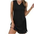 thumbnail image 2 of Rciityk V Neck Sleeveless Dresses for Women Summer Beach Vacation Sundress Solid Color Casual Loose Tank Mini Dresses, Black S, 2 of 5
