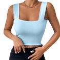 thumbnail image 4 of Women's Square Neck Sleeveless Double-Layer Tank Tops Basic Tight T Shirts, 4 of 9