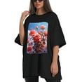 thumbnail image 4 of Plus Size Shirt for Women Black Tops for Women Short Sleeves Shirt for Women Red Rose And Sky4 T Shirt Oversized Shirt for Women S, 4 of 5