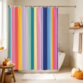 thumbnail image 4 of Colorful Farmhouse Stripes Shower Curtain, Waterproof Shower Curtains for Bathroom, Modern Abstract Art Striped Washable Fabric Bathtub Curtain Set Bath Decor with 12 Hooks Extra Long 72"x96", 4 of 8
