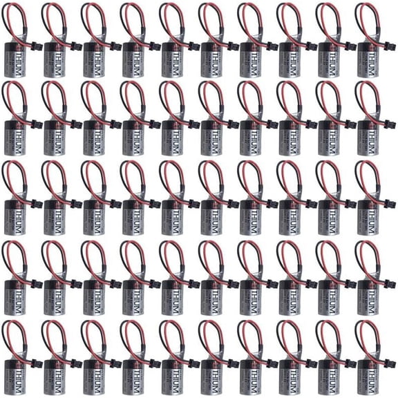 (Pack of 50) JZSP-BA01 ER3V 3.6V 1000mAh Replacement PLC Lithium Battery for Toshiba with Black Plug Non-Rechargeable