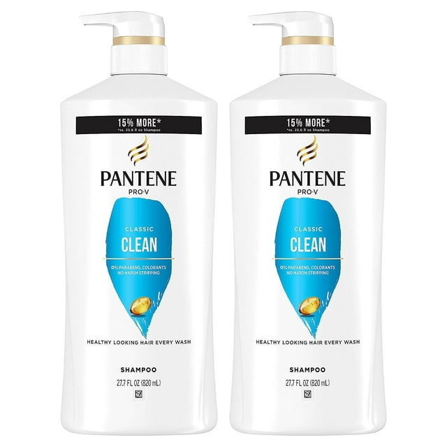 Champú Pantene Classic Clean, paquete doble, 1,65 litros con tratamiento para el cabello
