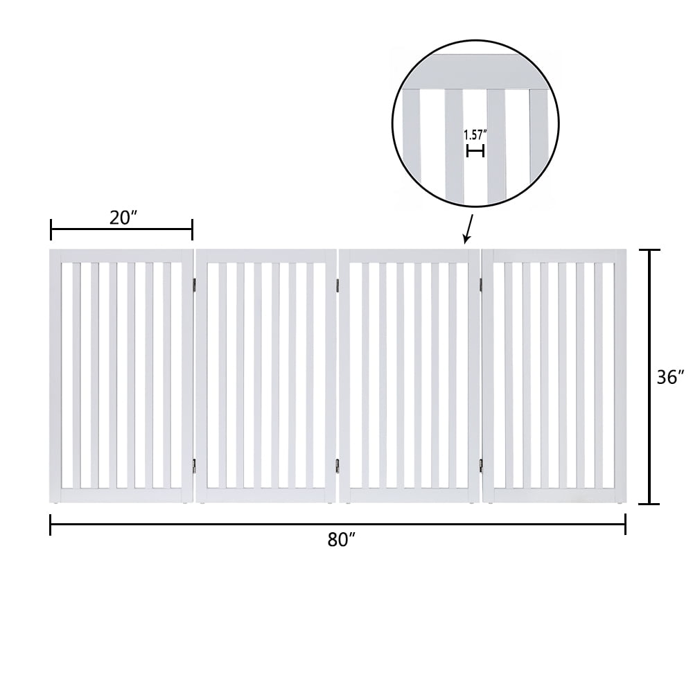 Unipaws 36”H Free Standing Pet Gate for Dog Cat, Foldable Pet Fence for The House,Tall Wooden Dog Gates for Doorway, Stairs,  Expandable Barrier, Indoor Use, White