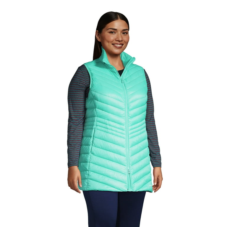 Lands' End Women's Plus Size Ultralight Packable Long Down Vest -  Walmart.com