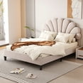 thumbnail image 2 of CoSoTower Full Size Upholstered Platform Bed with Flower Pattern Velvet Headboard, Beige, 2 of 9
