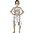 thumbnail image 2 of Tween Girls Short Sleeve Cropped Top Shimmering Metallic Dance Top T-Shirt Modern Jazz Hop Stage Performance 11-12 Years, 2 of 6