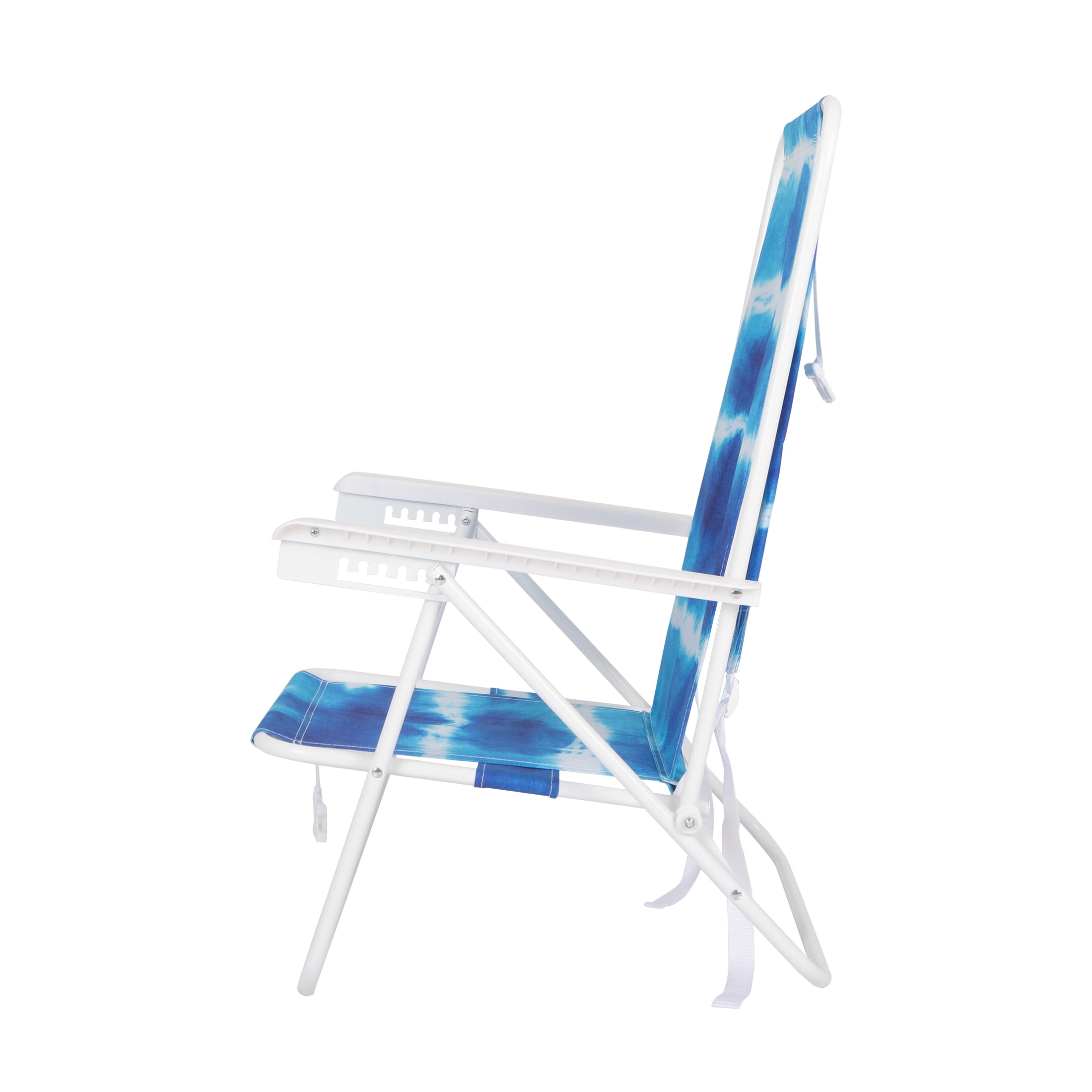 Mainstays High Back Reclining Backpack Beach Chair, Blue Tie Dye