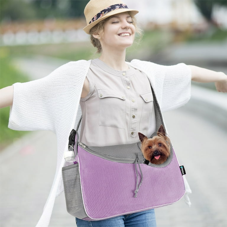 PetAmi Dog Cat Sling Carrier, Adjustable Travel Pouch with Poop