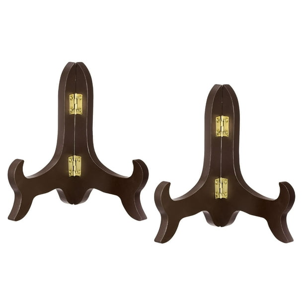 5" Easel Plate Holder, Wooden Folding Display Stand Brown for