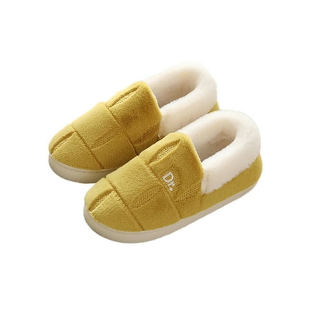 

Rotosw Unisex Plush Slippers Cozy Fuzzy Slipper Faux Fur Lined House Shoes Breathable Memory Foam Warm Moccasins Cold Weather Lightweight Winter Shoe Yellow 5.5-6