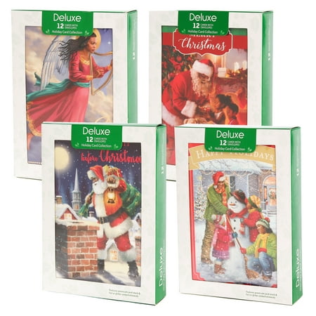 - Papercraft (48 Pack) Merry Christmas Cards Deluxe Bulk Assortment Holiday Cards Pack with Foil & Glitter