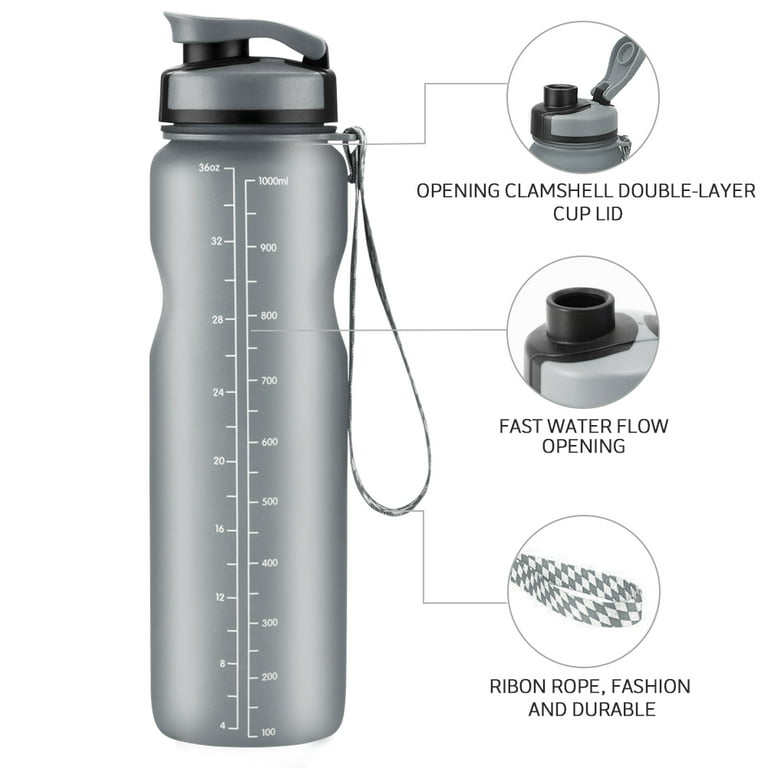 1000ml Clear Water Bottle With Straw BPA-Free Bottle Dishwasher Safe  Leak-Proof