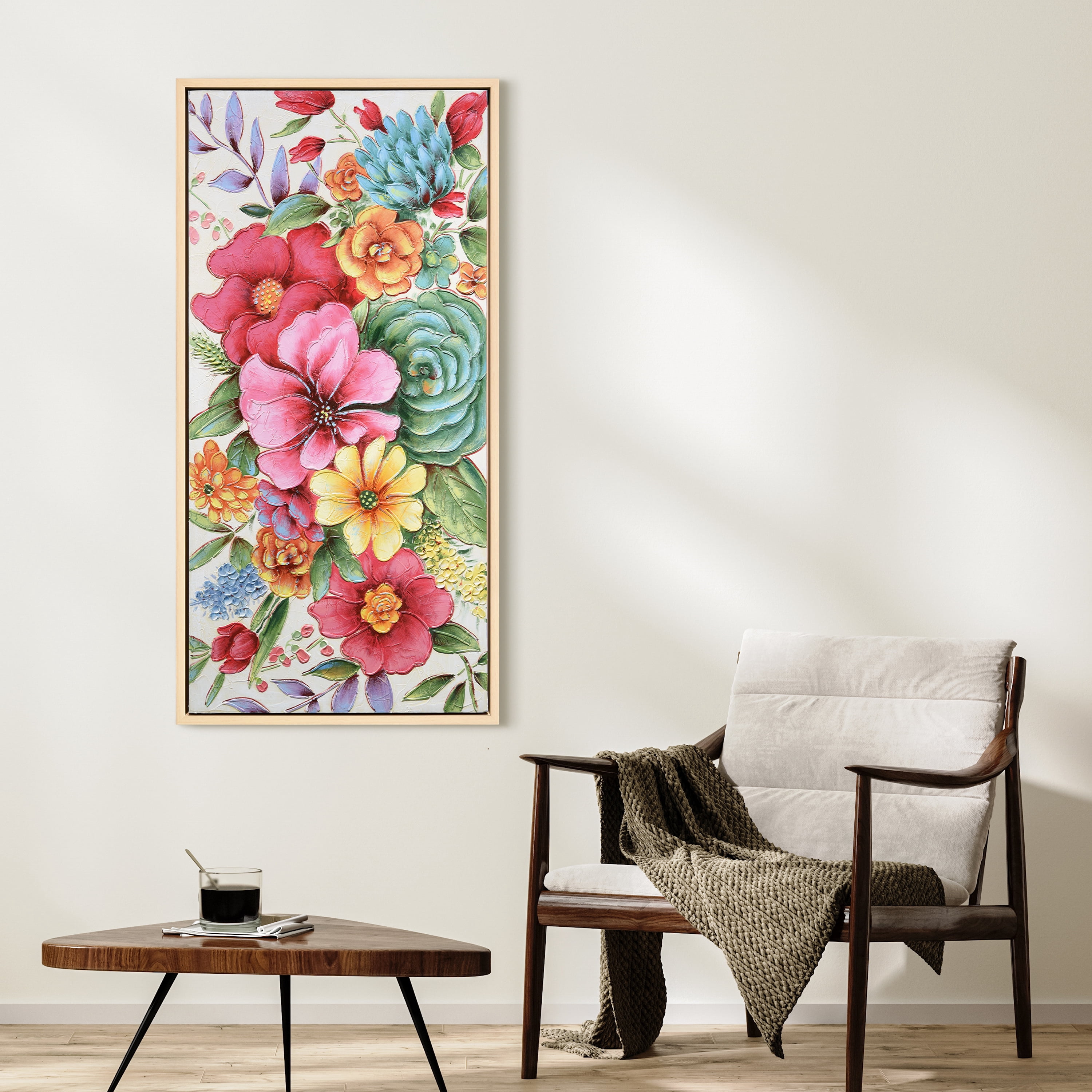 Floral Symphony Heavily Textured Hand Painted Framed Canvas Wall Art