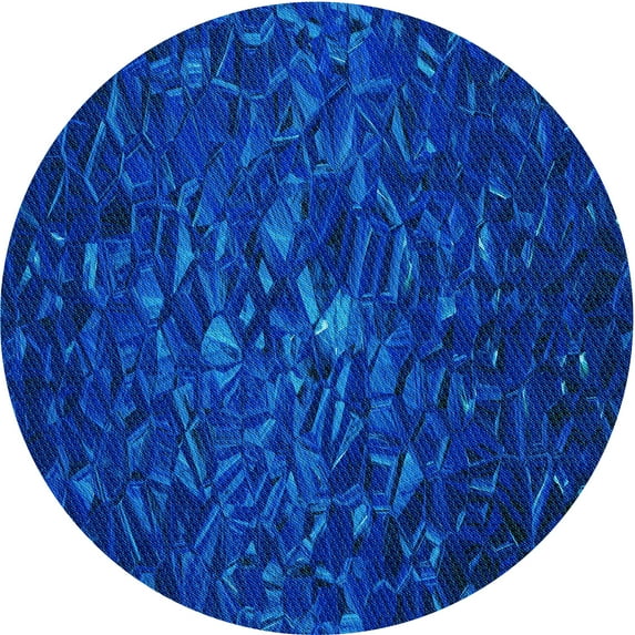 Ahgly Company Machine Washable Indoor Round Transitional Blue Area Rugs, 8' Round