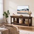 thumbnail image 6 of Tribesigns 63" Solid Wood Console Table with Storage, Long Entryway & Sofa Table for Behind Couch, Farmhouse Hallway Accent for Living Room, 63" TV Console Stand, Natural Finish (1, Dark Brown), 6 of 19