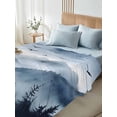 thumbnail image 4 of Full Size Flat Sheet Only, Blue Mountain Peak Soft Brushed Microfiber Bed Sheets, Forest Tree Bird Fog Landscape Hotel Quality Breathable Bedding Top Sheet, Easy Care, 81"x96", 4 of 9
