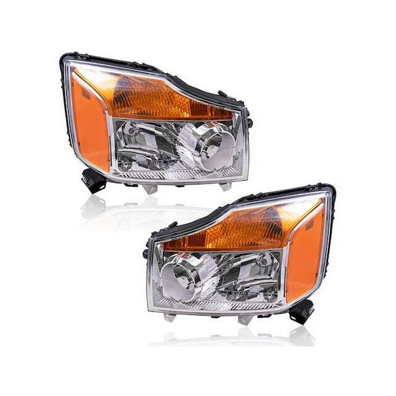 Headlight Assembly Set - Compatible with 2008 - 2015 Nissan Titan 2009 2010 2011 2012 2013 2014