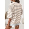 thumbnail image 3 of Women's Spring Fashion Elegant Casual Striped Color-Blocked Tops Loose Tshirts Basic Blouse Beige M, 3 of 3