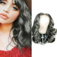thumbnail image 4 of Wavy Bob Wig Shoulder Length Granny Gray, Short Wavy Middle Part Synthetic, Heat Resistant, 17.7 Inch Middle Part Wavy Wig,Natural Wavy Hot Wig, Suitable for Daily Gatherings,Gray,7.8oz,17.7in, 4 of 6