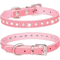 Minzimin Pink Rhinestone Dog Collars for Small Dogs, Pretty Bling Diamond Puppy Collar Crystal Sparkly Glitter Jewel Girls Cat Collars for XXS Xs Small Medium Pet Female Dogs Kitten